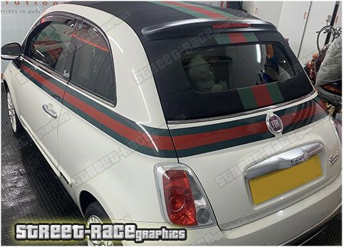 Fiat 500 Gucci stickers & racing stripes - Street Race Graphics