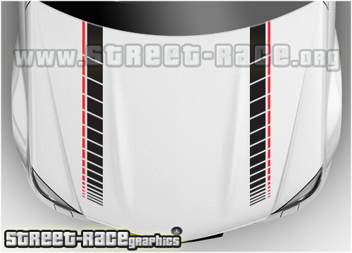 13.25x72 Inch Pointed Hood Racing Stripes Vinyl Decals - Choose From 18 Colors