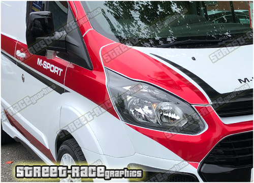 thumbnail image 2 of Vision Graphics Ford Transit Custom Sport Bonnet Decal Kit – Racing Stripes (Matte Finish, Customizable) 2 of 6