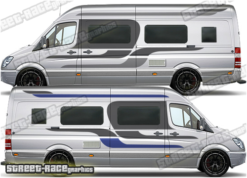 MERCEDES SPRINTER LWB GRAPHICS STICKERS STRIPES DECALS RACE CAMPER VAN ...