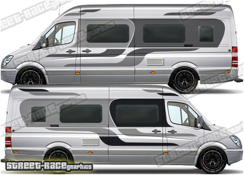 Mercedes Sprinter MWB Graphics stickers stripes decals Race Camper Van Camping-car