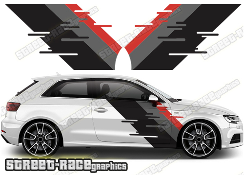 Audi A3 Side Racing Stripes Graphic Decals Stickers RS30