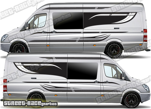 Mercedes Sprinter MWB Graphics stickers stripes decals Race Camper Van Camping-car