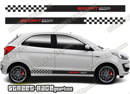 Side Stripes For Ford KA Stickers Decals Vinyl Graphics – Racing Theme, Personalizable