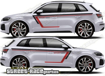 Audi As4audi A1-a8 Door & Waistline Stripe Decals - Pvc Car Body Stickers  2pcs