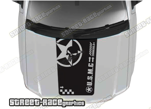 2x Gloss Black Pickup Truck Hood Vinyl Decal Graphics Sticker Set For Chevrolet Silverado (Universal Fit)