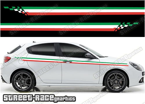 Racing stripes 009 - Italian flag - Compatible with Alfa Romeo Giulietta