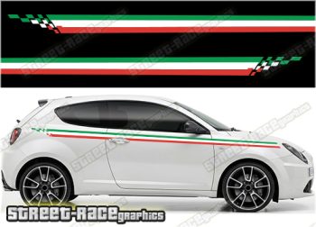 Racing stripes 009 - Italian flag - Compatible with Alfa Romeo Mito