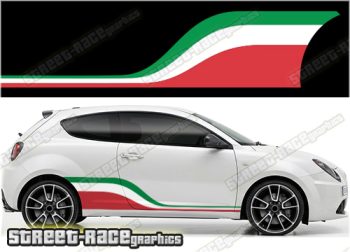 Racing stripes 011 - Italian flag - Compatible with Alfa Romeo Mito