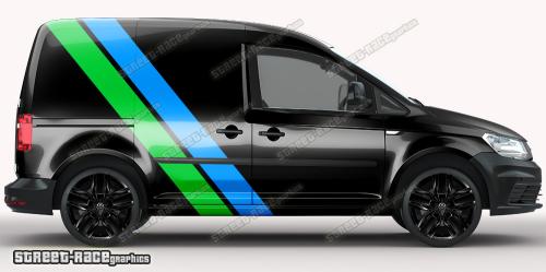 Light blue & light green on a black car