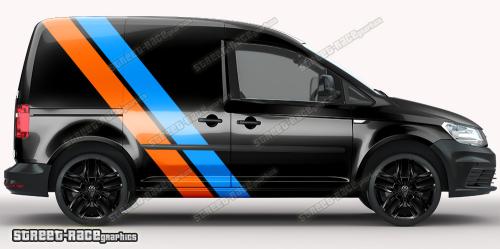 Light blue & orange on a black car
