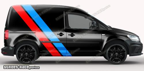 Light blue & red on a black car