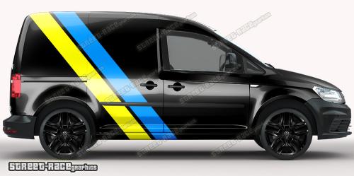 Light blue & yellow on a black car