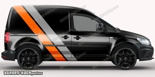 Mid grey & orange on a black car