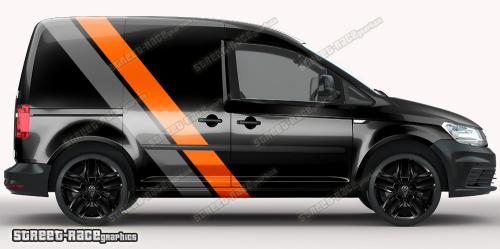 Orange & dark grey on a black car