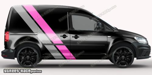 Pink & mid grey on a black car