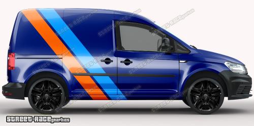Cyan & orange on a dark blue car
