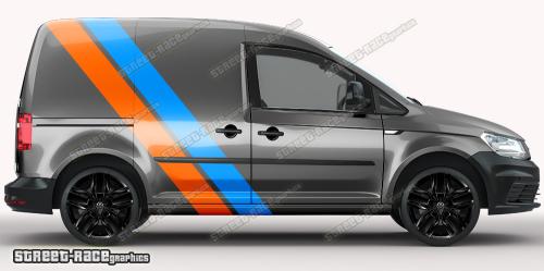 Light blue & orange on a dark grey car