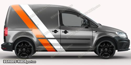 White & orange on a dark grey car