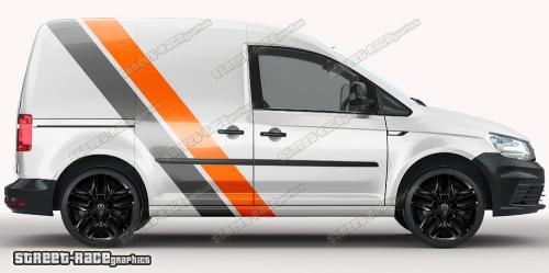 Orange & dark grey on a white car