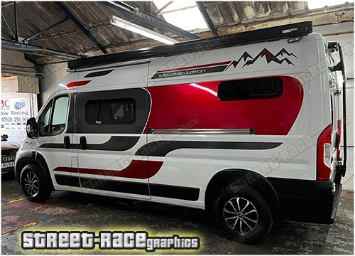 Customised Ducato 063 graphics: Anthracite & Metallic chrome red